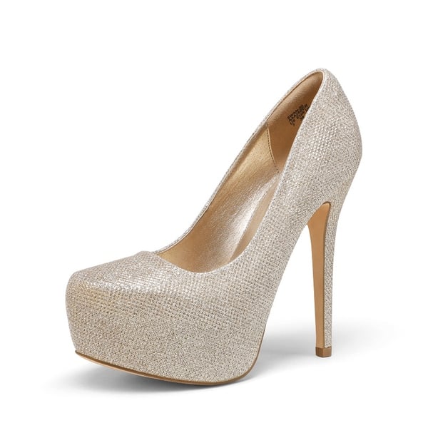 High Heel Stiletto Platform Pumps - GOLD GLITTER -  0